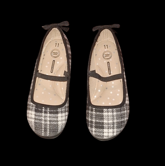 Girls size 11 plaid ballet flats dress shoes - Picture 3 of 6